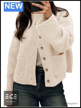 Women's Chunky Knit Button Down Cardigan Sweater with Pockets
